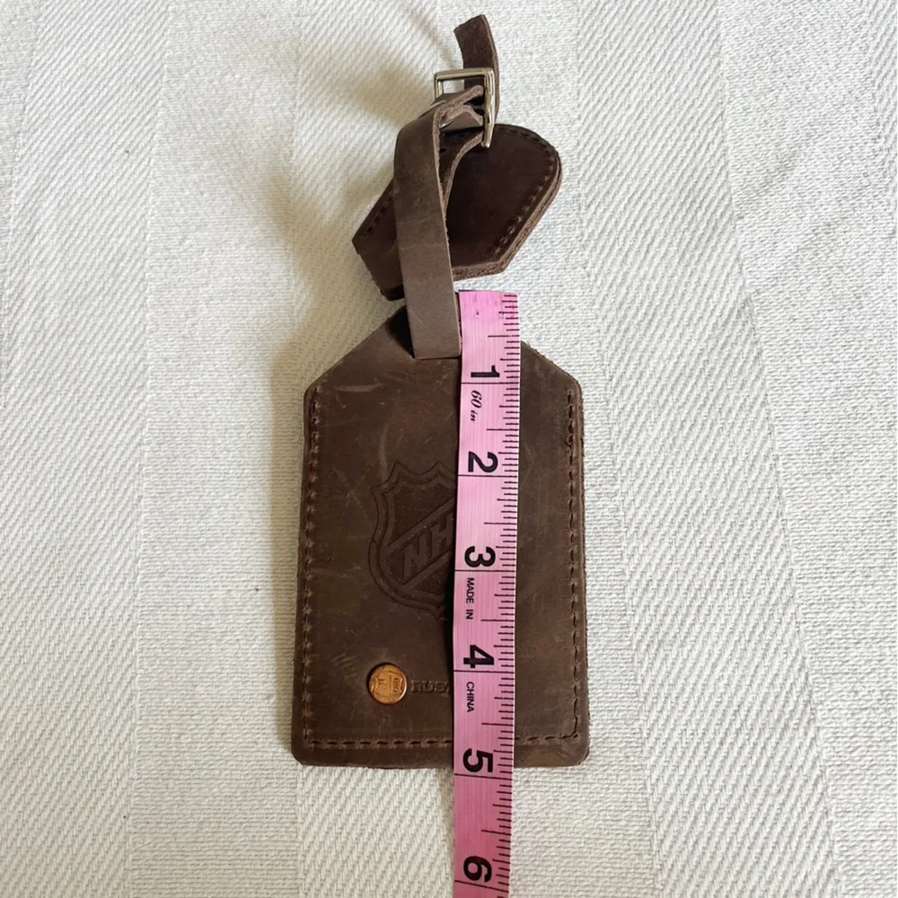 NHL Brown Leather Luggage Tag, New!